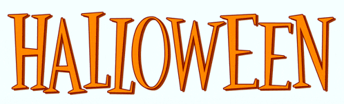 the word halloween is in orange on a white background