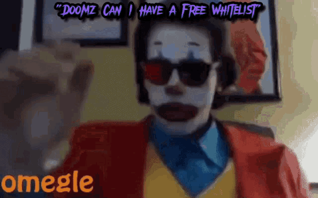 a man in a clown costume is talking on omegle