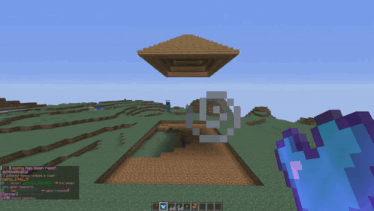 a screenshot of a minecraft game with a purple item in the foreground that says " i 'm sorry "