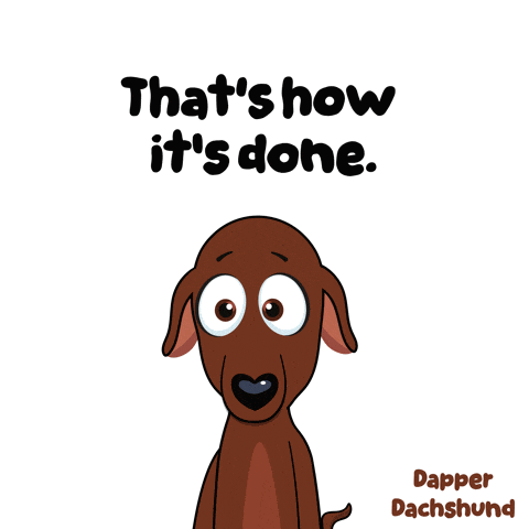a cartoon of a dachshund holding a microphone with the words that 's how it 's done