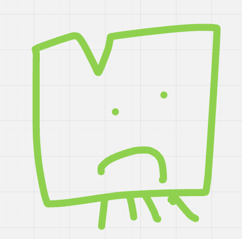 a green line drawing of a sad face
