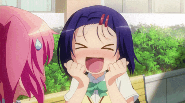 a girl with a surprised look on her face