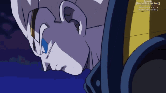 a close up of a cartoon character with the words super dragon ball heroes written on the bottom