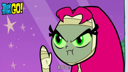 a poster for teen titans go shows a mummy girl