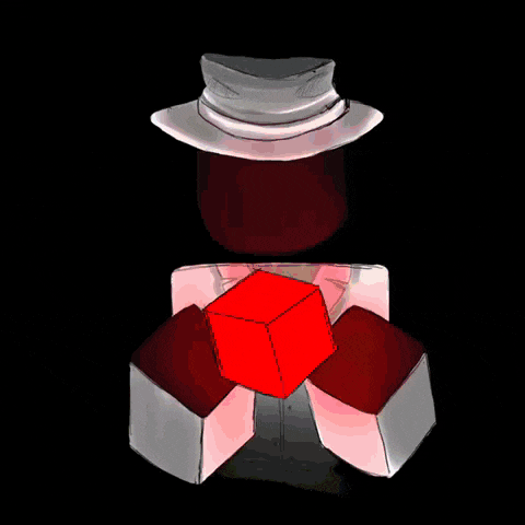 a man in a top hat holds a yellow cube in his hands
