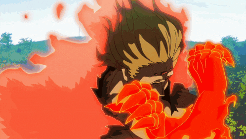 a cartoon drawing of a man with a fire coming out of his mouth