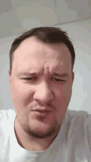 a man with a beard is making a funny face