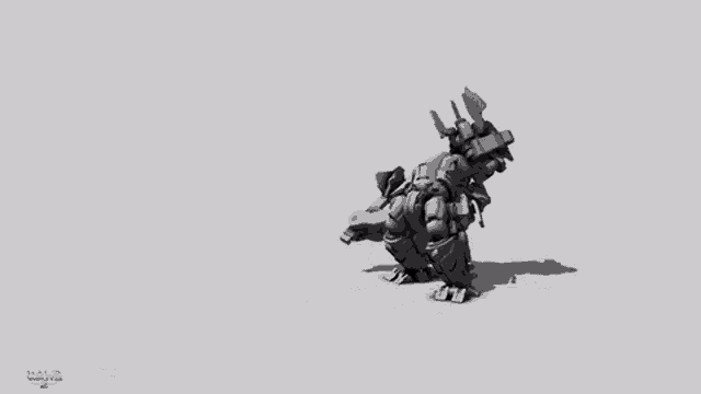 a black and white drawing of a robot from halo