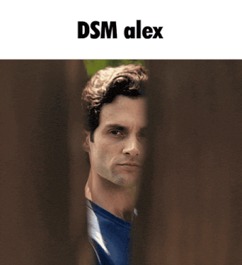 a picture of a man behind a wooden fence with the words dsm alex above him
