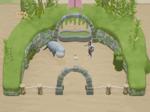a video game called coral island with a whale and a duck