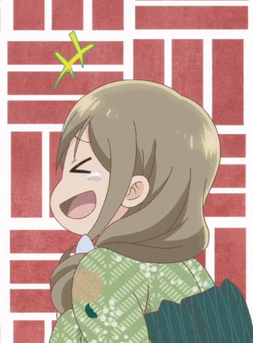 a drawing of a girl with a green x on her head