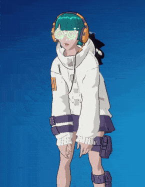 a pixel art drawing of a girl wearing headphones