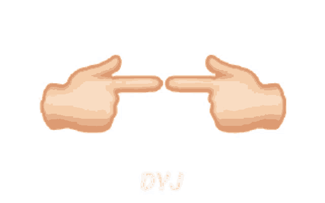 a pair of hands pointing at each other with dyj written below them