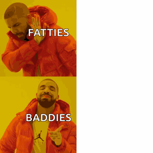 a picture of a man with the words fatties and baddies on it