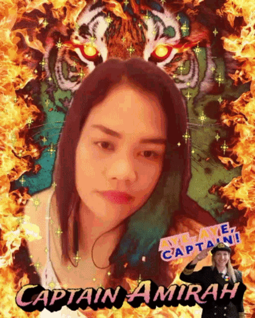 a picture of a woman with the name captain amirah on it