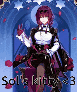 a picture of a girl with the words sol 's kitty < 3 written on it