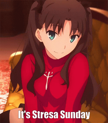 a picture of a girl with the words it 's stresa sunday on it