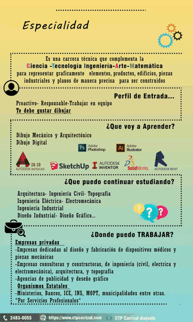 a poster that says especialidad dibujo tecnico on the top