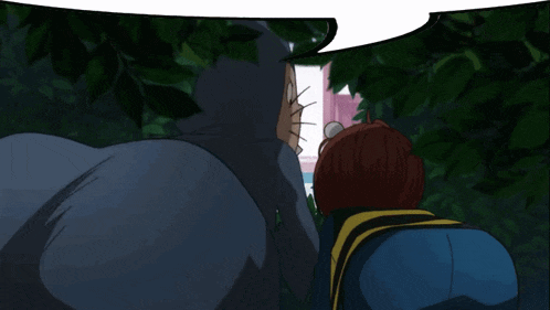 a cartoon of a man talking to another man in a tree