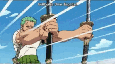 a man in a white shirt and green shorts is holding two swords