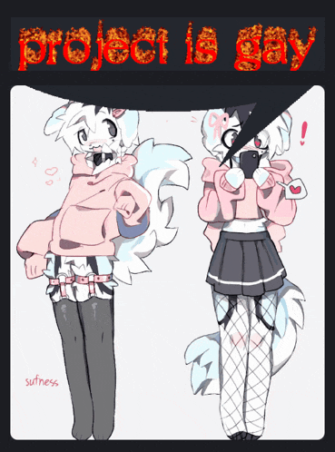 a drawing of a furry girl with the words project is gay above her