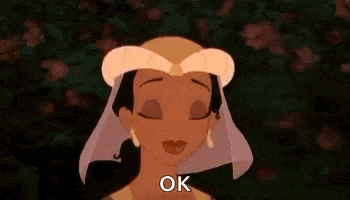 a cartoon character from the princess and the frog is wearing a veil and saying ok .
