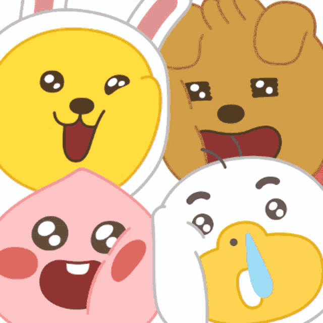 a group of cartoon characters including a dog a rabbit and a duck