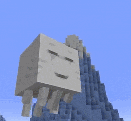 a block with a face on it is flying in the air