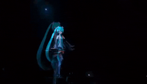 hatsune miku is a female anime character with long blue hair and a cat ear .