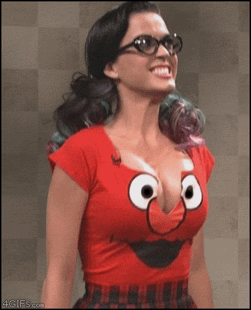 Sexy Nerdy GIF - Katy Perry Boobs Elmo Shirt GIFs