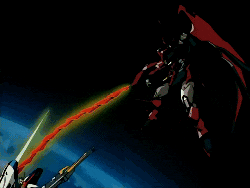 a cartoon drawing of a robot with a light coming out of its mouth