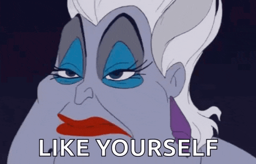 a cartoon character from the little mermaid is making a funny face and saying `` like yourself '' .