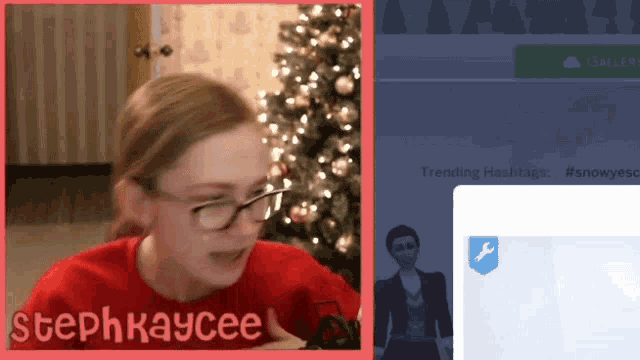 a girl with glasses and a red shirt that says stephkaycee