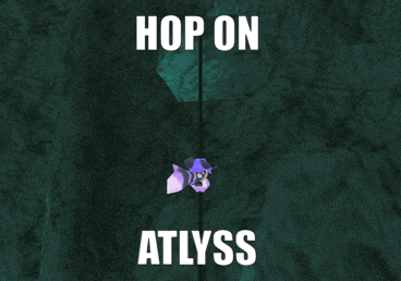 a poster with the words hop on atlyss on it