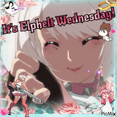 a picture of a girl with the words it 's elphelt wednesday on it