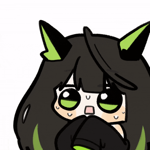 a cartoon drawing of a girl with green eyes