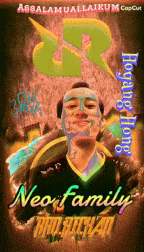 a poster with a man 's face on it that says neo family
