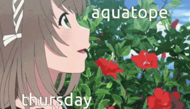 a picture of a girl with the words aquatope thursday below her