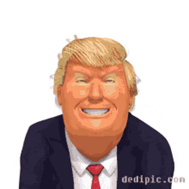 a cartoon of donald trump laughing with the website dedipic.com in the corner