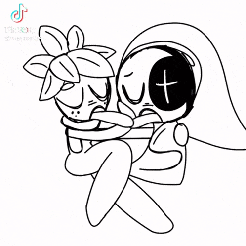 a drawing of a person with a green flower on their head is on a tiktok