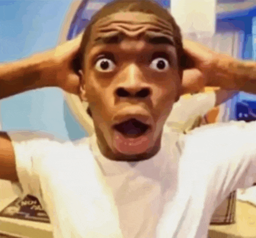 a man with a surprised look on his face