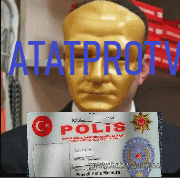 a man wearing a gold mask is holding a polis id
