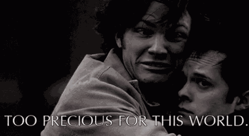 two men hugging each other with the words too precious for this world above them