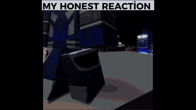 a roblox character wearing sunglasses and a blue shirt is standing in front of a window in a room .