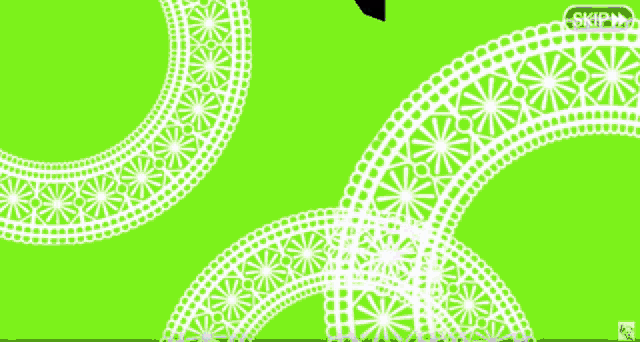 a pink background with white lace and black flowers and a skip button