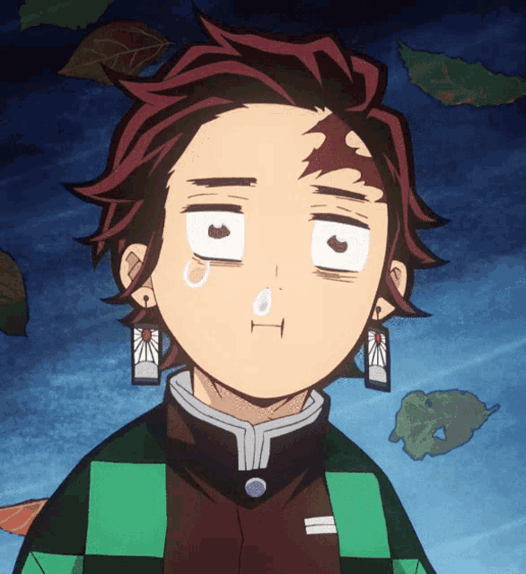 a cartoon character with a tear coming out of his nose