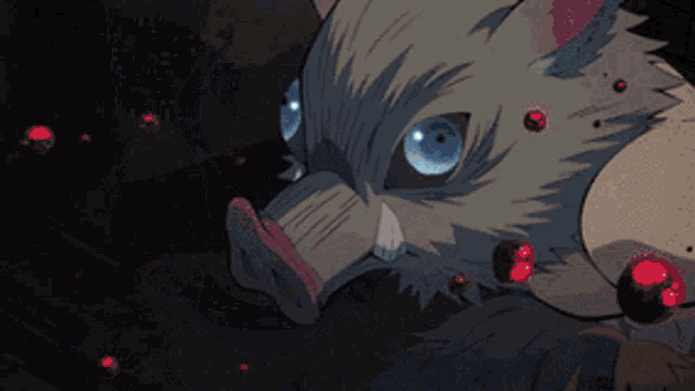 a cartoon of a pig with blue eyes