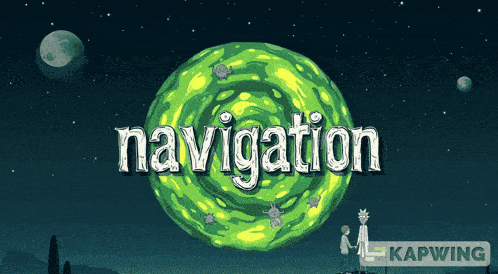 a cartoon of rick and morty with the word navigation on it