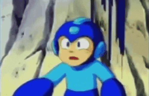 a close up of a cartoon character wearing a blue helmet and headphones .