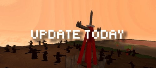 an update today advertisement with a sword and soldiers in the foreground